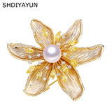 Flower Pearl Brooch Pins Natural Freshwater Pearl Fine Jewelry Gift