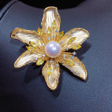 Flower Pearl Brooch Pins Natural Freshwater Pearl Fine Jewelry Gift