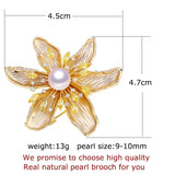 Flower Pearl Brooch Pins Natural Freshwater Pearl Fine Jewelry Gift
