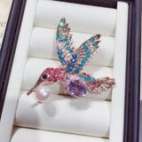 High Quality Pearl Bird Brooch Rhinestone Pins Gift