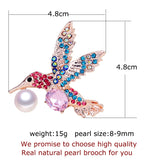High Quality Pearl Bird Brooch Rhinestone Pins Gift