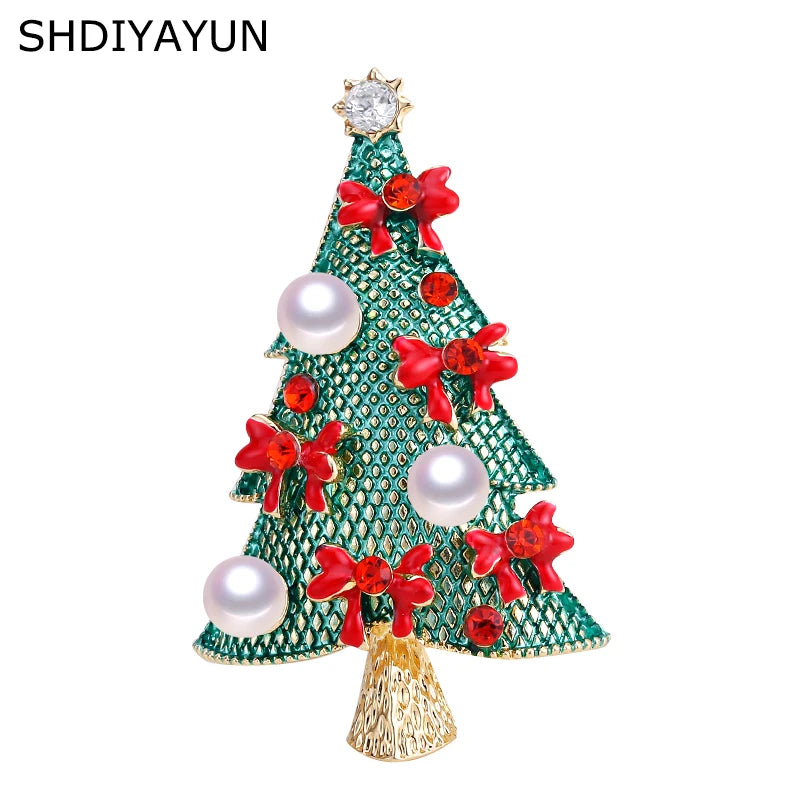 Pearl Christmas Tree Brooch Women Freshwater Pearl Jewelry