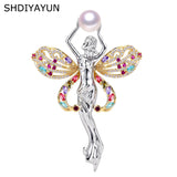 Natural Freshwater Pearl Angel Brooch Women's Pins