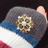 Enamel Square Pearl Brooch for Women