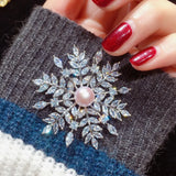 Snowflake Pearl Brooch Women Freshwater Pin Fine Jewelry