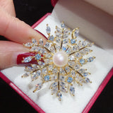 Snowflake Pearl Brooch Women Freshwater Pin Fine Jewelry