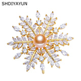 Snowflake Pearl Brooch Women Freshwater Pin Fine Jewelry