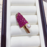 Pearl Ice Cream Brooch for Women Lovely Pins