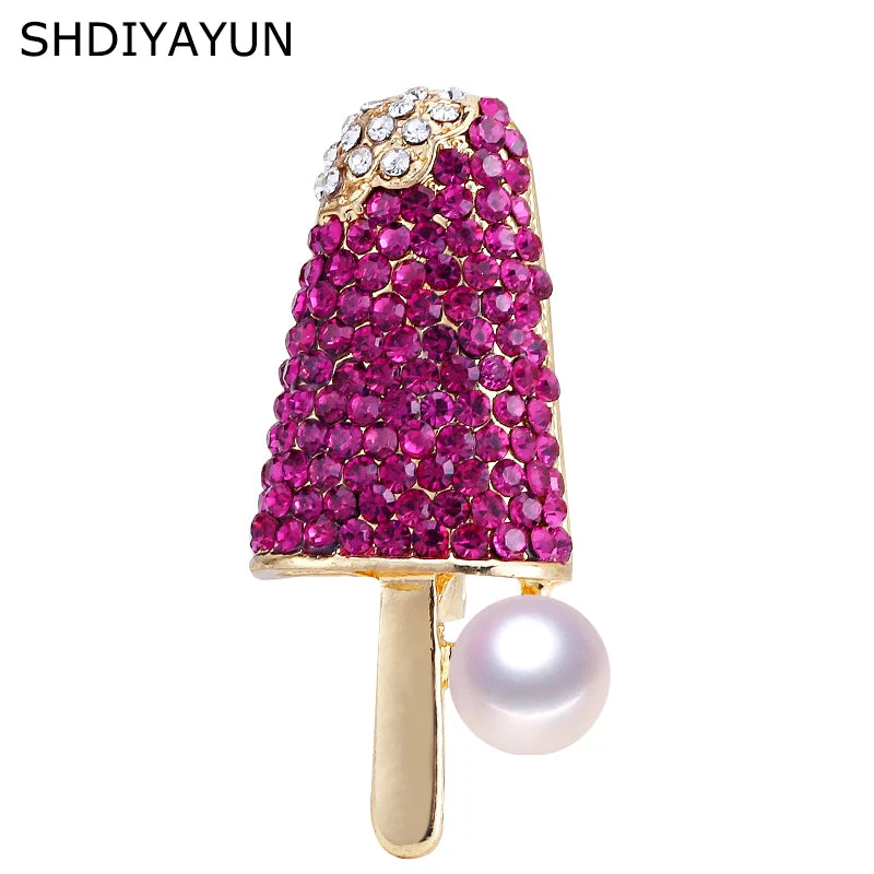 Pearl Ice Cream Brooch for Women Lovely Pins
