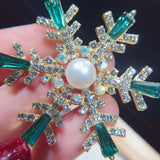 Snowflake Pearl Brooch for Women, Elegant Rhinestone Pin