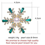 Snowflake Pearl Brooch for Women, Elegant Rhinestone Pin