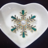 Snowflake Pearl Brooch for Women, Elegant Rhinestone Pin