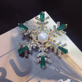 Snowflake Pearl Brooch for Women, Elegant Rhinestone Pin