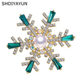 Snowflake Pearl Brooch for Women, Elegant Rhinestone Pin