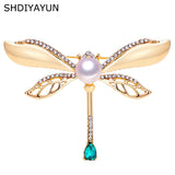 Vintage Dragonfly Brooch Natural Pearl Jewelry