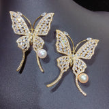 Butterfly Zircon Brooch Natural Freshwater Pearl Jewelry