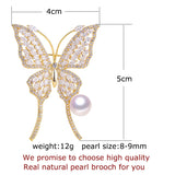 Butterfly Zircon Brooch Natural Freshwater Pearl Jewelry