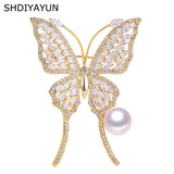 Butterfly Zircon Brooch Natural Freshwater Pearl Jewelry