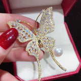Butterfly Zircon Brooch Natural Freshwater Pearl Jewelry