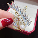 Pearl Brooch Women Austria Crystals Freshwater Pearl Jewelry