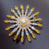 Round Freshwater Pearl Brooch Pin Women's Fine Jewelry Gift