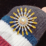 Round Freshwater Pearl Brooch Pin Women's Fine Jewelry Gift