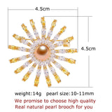 Round Freshwater Pearl Brooch Pin Women's Fine Jewelry Gift