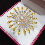 Round Freshwater Pearl Brooch Pin Women's Fine Jewelry Gift
