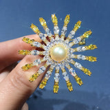 Round Freshwater Pearl Brooch Pin Women's Fine Jewelry Gift