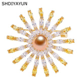 Round Freshwater Pearl Brooch Pin Women's Fine Jewelry Gift