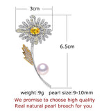 Flower Brooch with Natural Freshwater Pearl