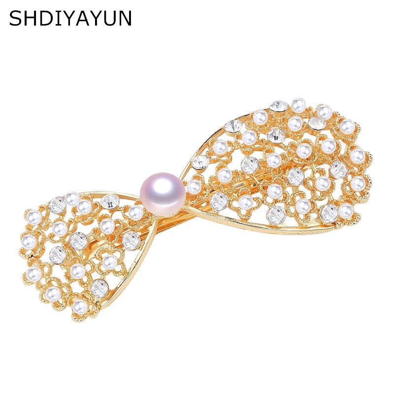 Freshwater Pearl Beads Bow Hair Clip