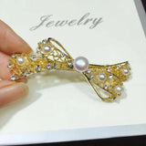 Natural Pearl Hair Clip Lovely Bow Hairpin Gift