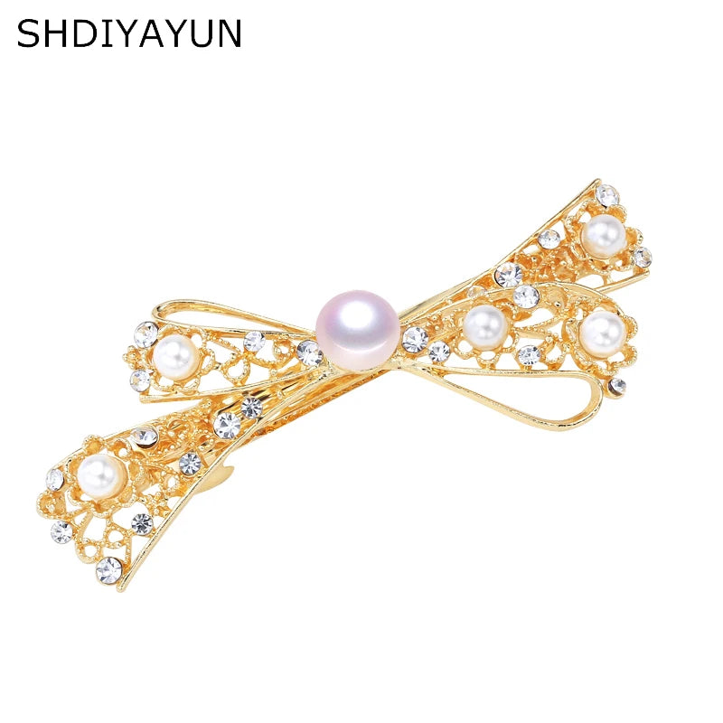Natural Pearl Hair Clip Lovely Bow Hairpin Gift