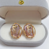 Baroque Pearl Earrings S925 Sterling Silver Women Jewelry