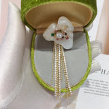 Freshwater Pearl Brooch Lux Shell Tassels Corsage