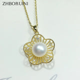 Freshwater Pearl Flower Choker Necklace Pendant For Women