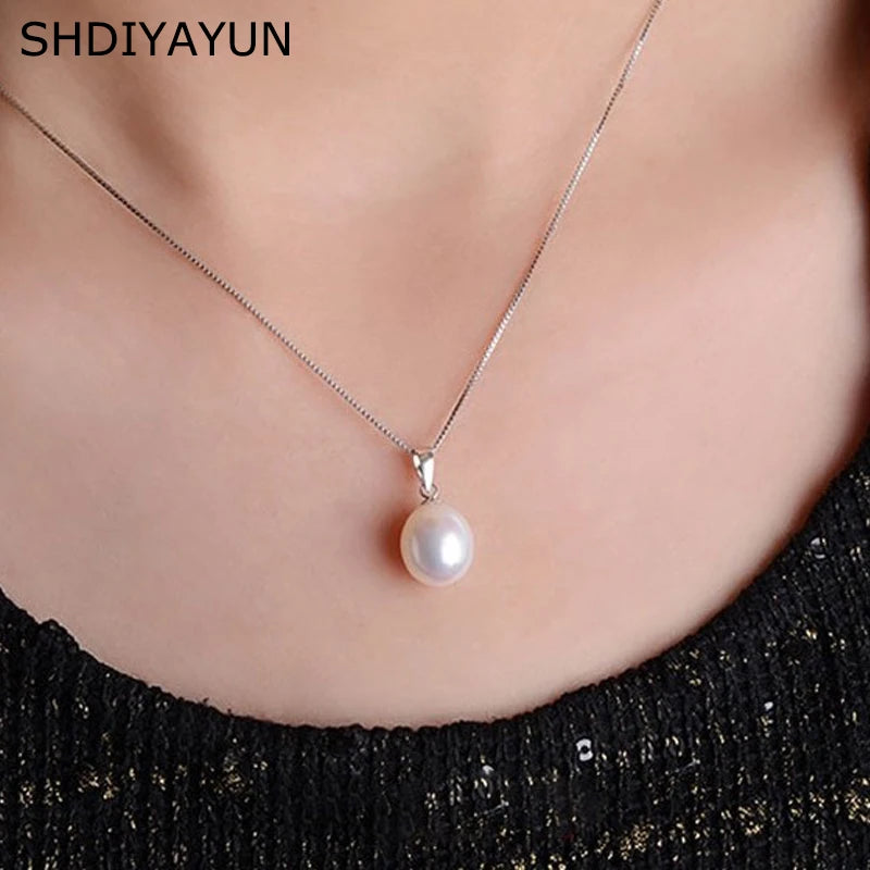 Drop Shape Freshwater Pearl Pendant 925 Silver Jewelry Women Gift