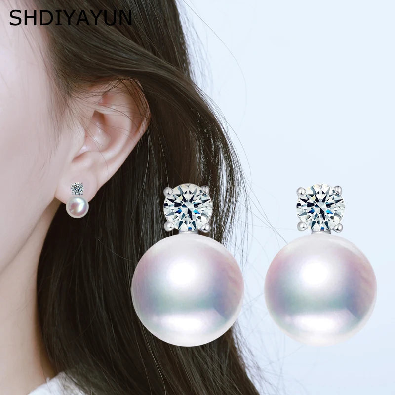 Freshwater Pearl Stud Earrings Silver Wedding Jewelry