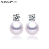Freshwater Pearl Stud Earrings Silver Wedding Jewelry