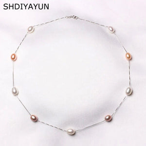 Pearl Necklace 925 Sterling Silver Choker Pendant Jewelry Gift