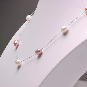 Pearl Necklace 925 Sterling Silver Choker Pendant Jewelry Gift