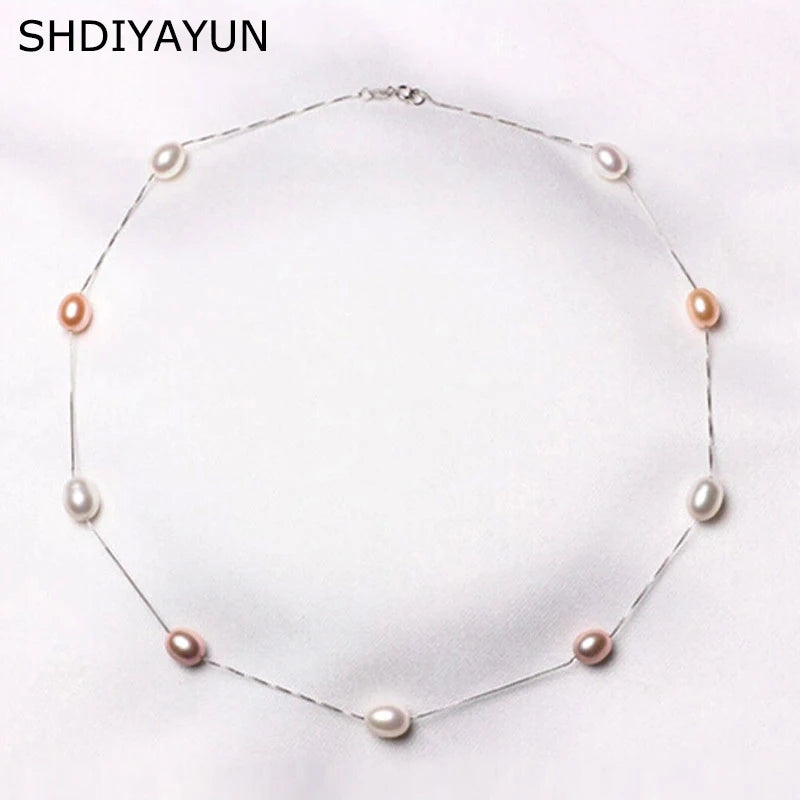 Pearl Necklace 925 Sterling Silver Choker Pendant Jewelry Gift