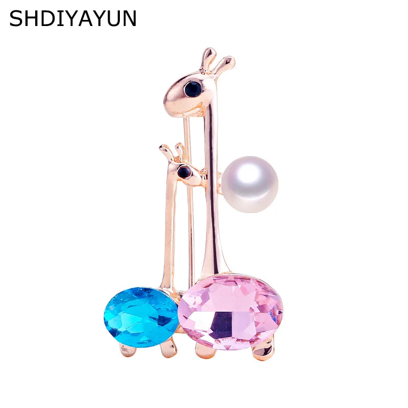 High Quality Pearl Brooch Rhinestone Two Deer Brooch For Women