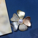 Italian Technology Pearl Brooch Texture Flower Brooch Pins
