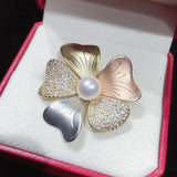 Italian Technology Pearl Brooch Texture Flower Brooch Pins