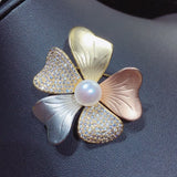 Italian Technology Pearl Brooch Texture Flower Brooch Pins