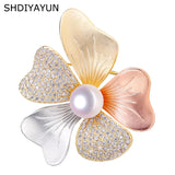 Italian Technology Pearl Brooch Texture Flower Brooch Pins
