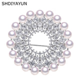 Natural Freshwater Pearl Round Brooch - Fine Jewelry