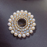 Natural Freshwater Pearl Round Brooch - Fine Jewelry